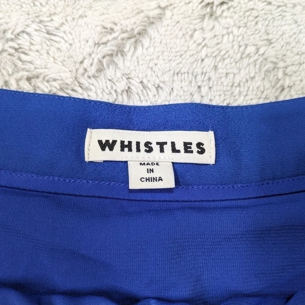 Whistles Skirt Women's 8 Blue Dahlia Pleated Lace Trim Knee Length Side Zip